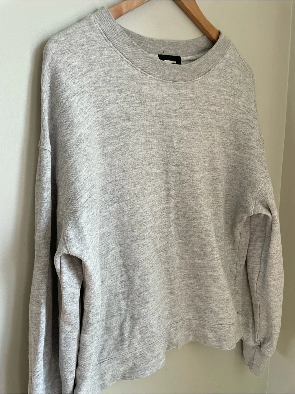 Monrow Blouson Sleeve Crewneck Sweatshirt Heather Grey Medium Casual Comfy Cozy - Picture 3 of 11